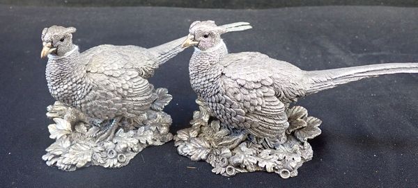 TWO HALLMARKED FILLED SILVER PHEASANTS