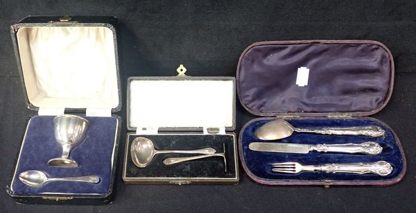 A VICTORIAN SILVER THREE PIECE CHRISTENING SET