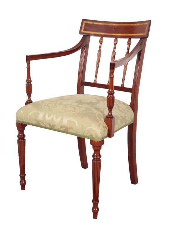 A GEORGE III STYLE MAHOGANY ARMCHAIR