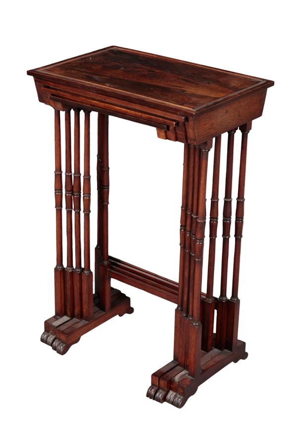 A NEST OF FOUR ROSEWOOD 'QUARTETTO' TABLES