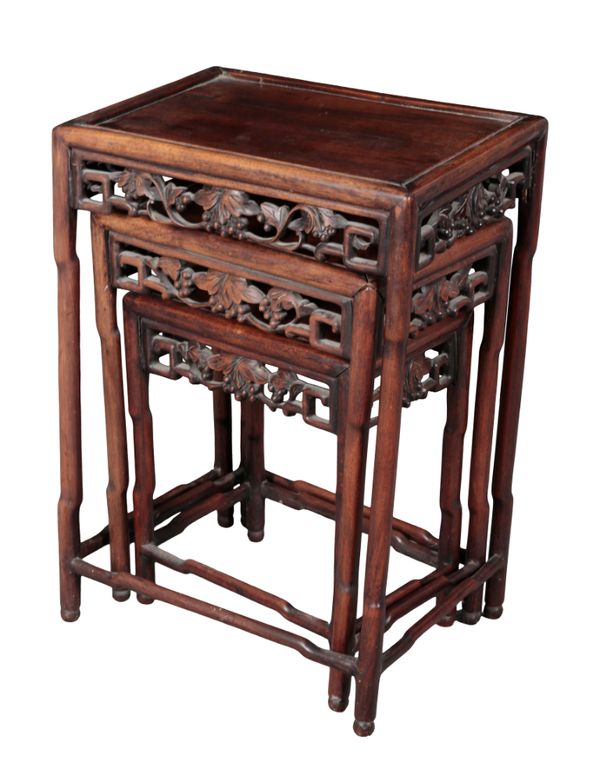 A NEST OF THREE CHINESE HARDWOOD TABLES