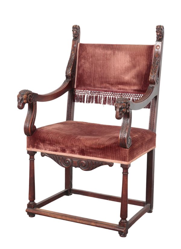 A NEOCLASSICAL MAHOGANY ARMCHAIR