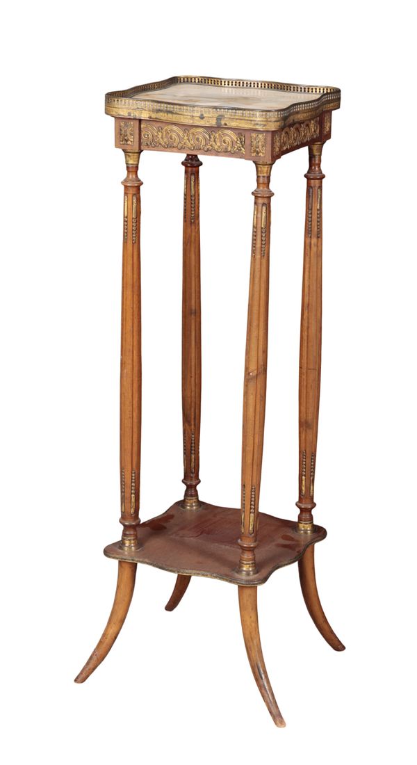 AN EMPIRE STYLE MAHOGANY AND MARBLE-TOPPED JARDINIERE STAND