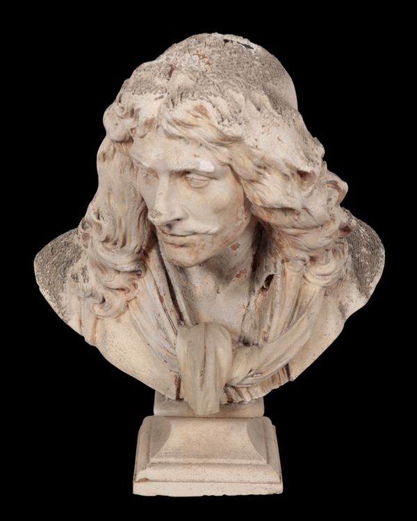 A PLASTER BUST OF A GENTLEMAN