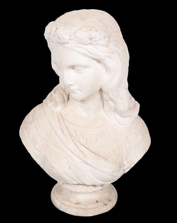 A MARBLE BUST OF A CLASSICAL MAIDEN