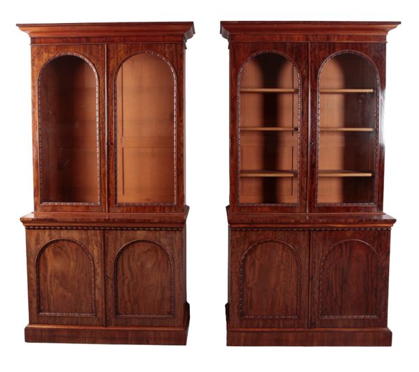 A PAIR OF WILLIAM IV MAHOGANY BOOKCASE CABINETS