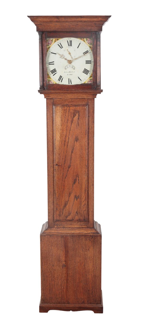 A 19TH CENTURY OAK LONGCASE CLOCK