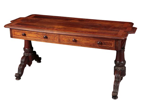 A VICTORIAN ROSEWOOD LIBRARY TABLE