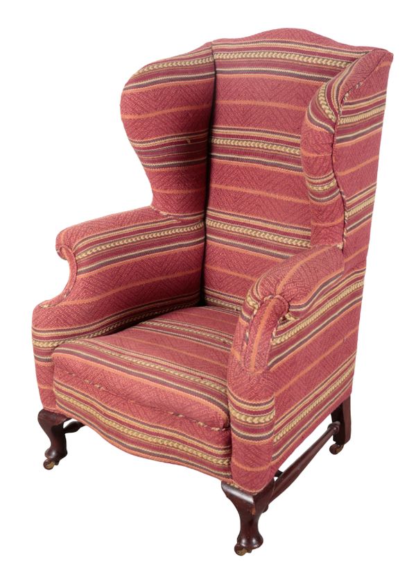 A VICTORIAN MAHOGANY WINGBACK ARMCHAIR