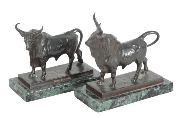 AFTER JEAN-BAPTISTE CLESINGER (1814-1883) TWO BRONZE BULLS