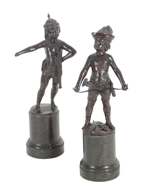 CONTINENTAL SCHOOL, TWO BRONZE MODELS OF CUPID