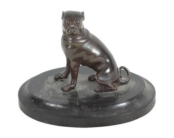 CONTINENTAL SCHOOL 19TH CENTURY, A BRONZE MODEL OF A PUG