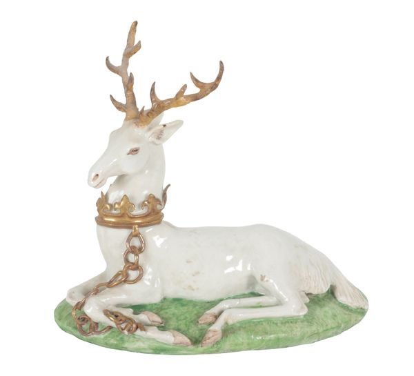 A GLAZED POTTERY STAG BY LADY ANNE GORDON