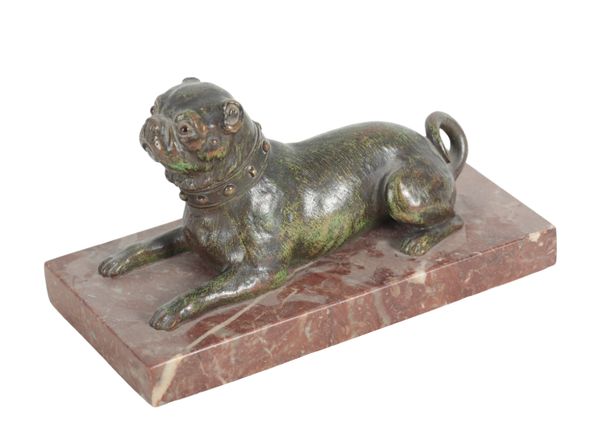 A PATINATED BRONZE MODEL OF A PUG