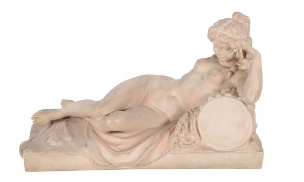 AFTER CLODION (1738-1814) A TERRACOTTA FIGURE OF A RECLINGING WOMAN