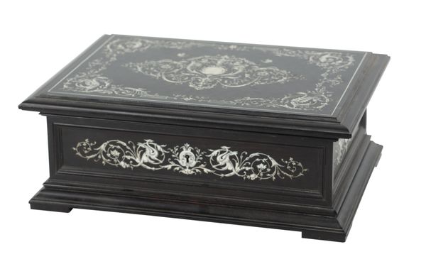 AN ITALIAN EBONY AND IVORY INLAID BOX