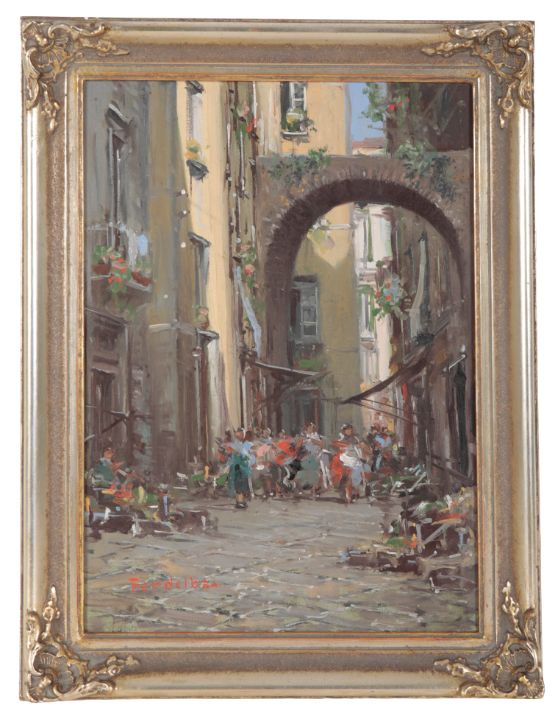 MARIO FERDELBA (1897-1971) An Italian street scene