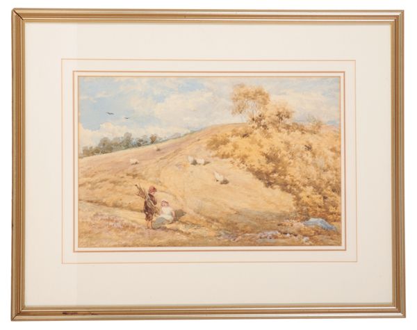 ROBINSON ELLIOTT (1814-1894) Faggot gatherers in a landscape with grazing sheep