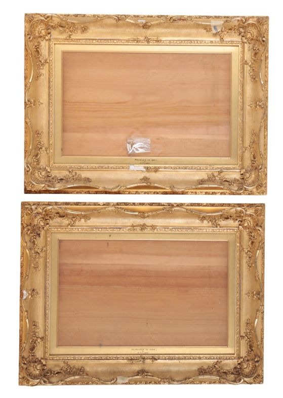 A PAIR OF GILTWOOD AND COMPOSITION PICTURE FRAMES