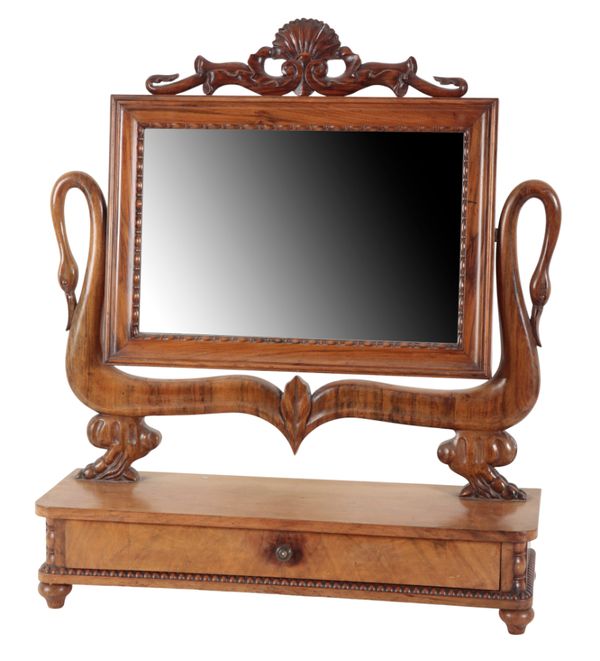 A VICTORIAN WALNUT DRESSING MIRROR