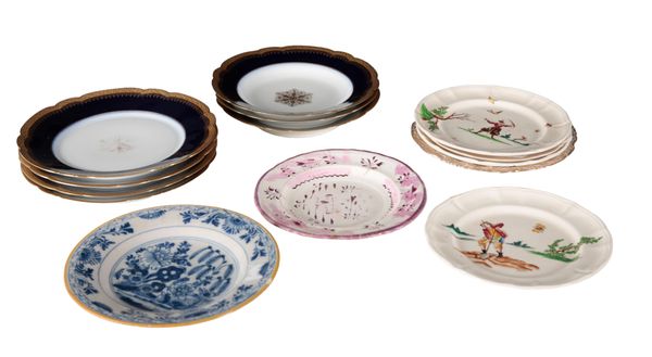 SEVEN GUERIN & CO LIMOGES PORCELAIN AMERICAN MARKET PLATES