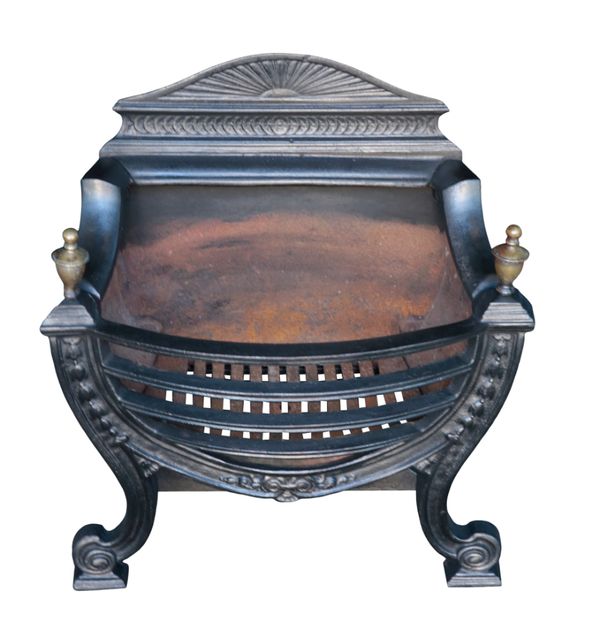 A GEORGE III STYLE CAST-IRON FIRE GRATE