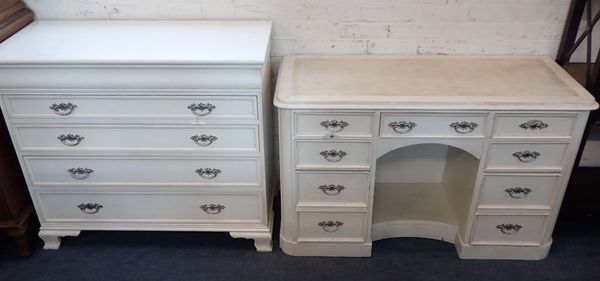 A VICTORIAN DRESSING TABLE, PAINTED WHITE