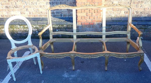 A GILTWOOD THREE-SEAT SOFA FRAME