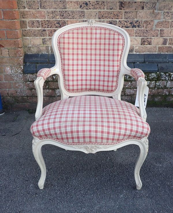 A LOUIS XV STYLE FAUTEUIL (PAINTED)