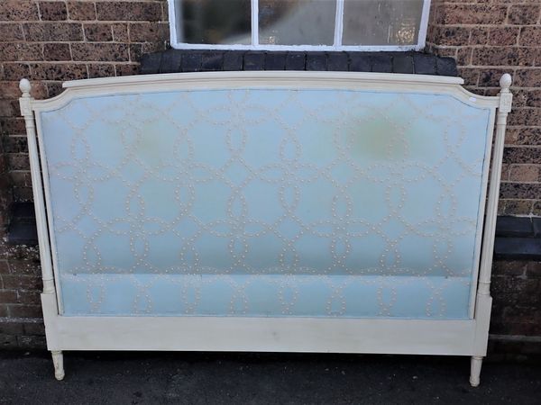 A LOUIS X1V STYLE DOUBLE HEADBOARD WITH MOULDED AND PAINTED FRAME