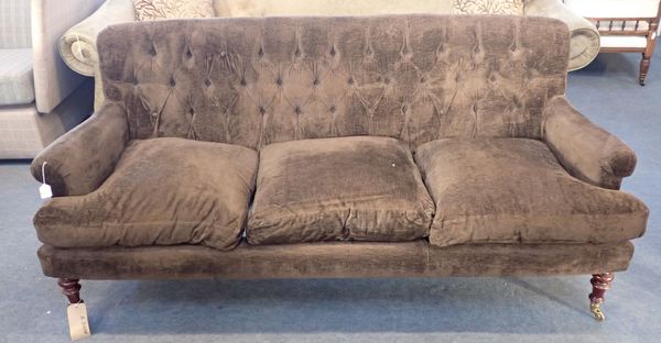 A VICTORIAN STYLE  THREE-SEAT SOFA