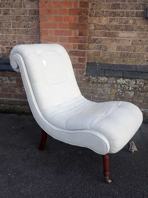 A VICTORIAN STYLE SLIPPER CHAIR