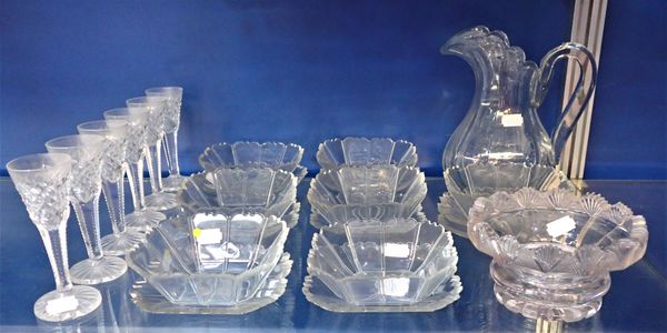 A 19TH CENTURY PART SET OF CUT GLASS ICE PLATES AND DISHES