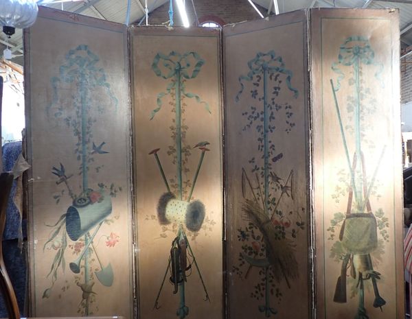 A VERY LARGE FOUR-PANEL FOLDING SCREEN