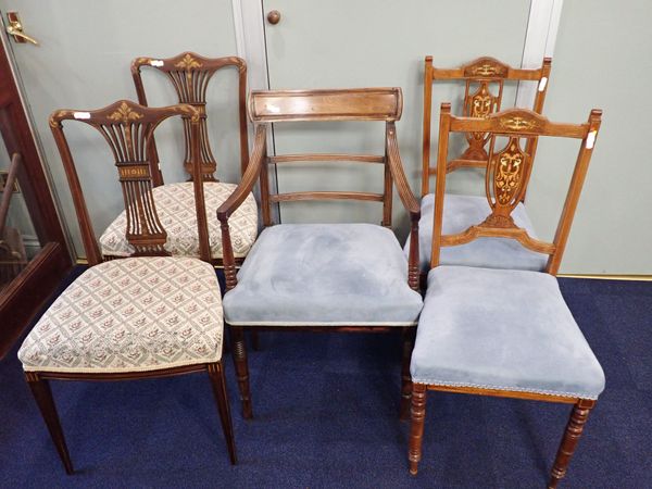 TWO PAIRS OF VICTORIAN/EDWARDIAN SIDE CHAIRS