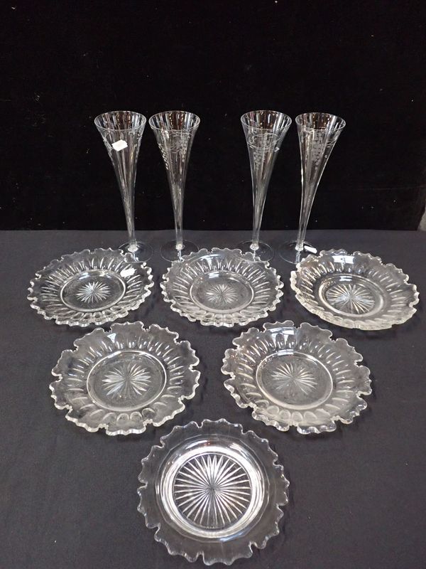 SIX 19TH CENTURY CUT GLASS ICE PLATES