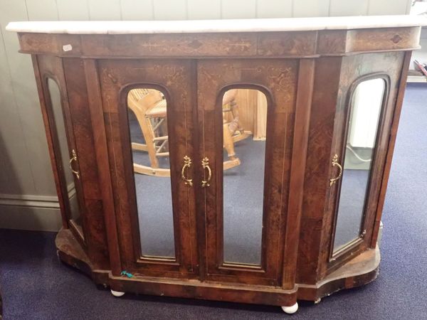 A VICTORIAN WALNUT SIDE CABINET