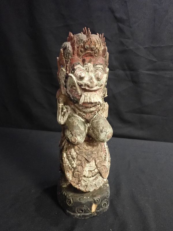 A THAI PAINTED AND CARVED WOOD ‘FERTILITY’ FIGURE