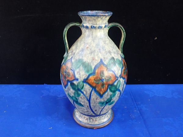 SWEDISH TERRACOTTA VASE, WITH GLAZED DECORATION