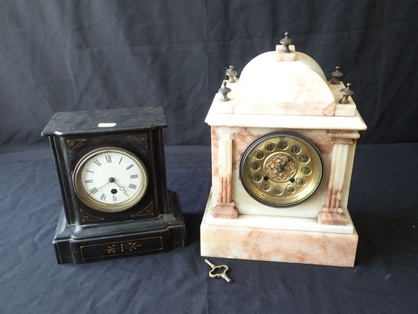 A VICTORIAN SLATE MANTEL CLOCK