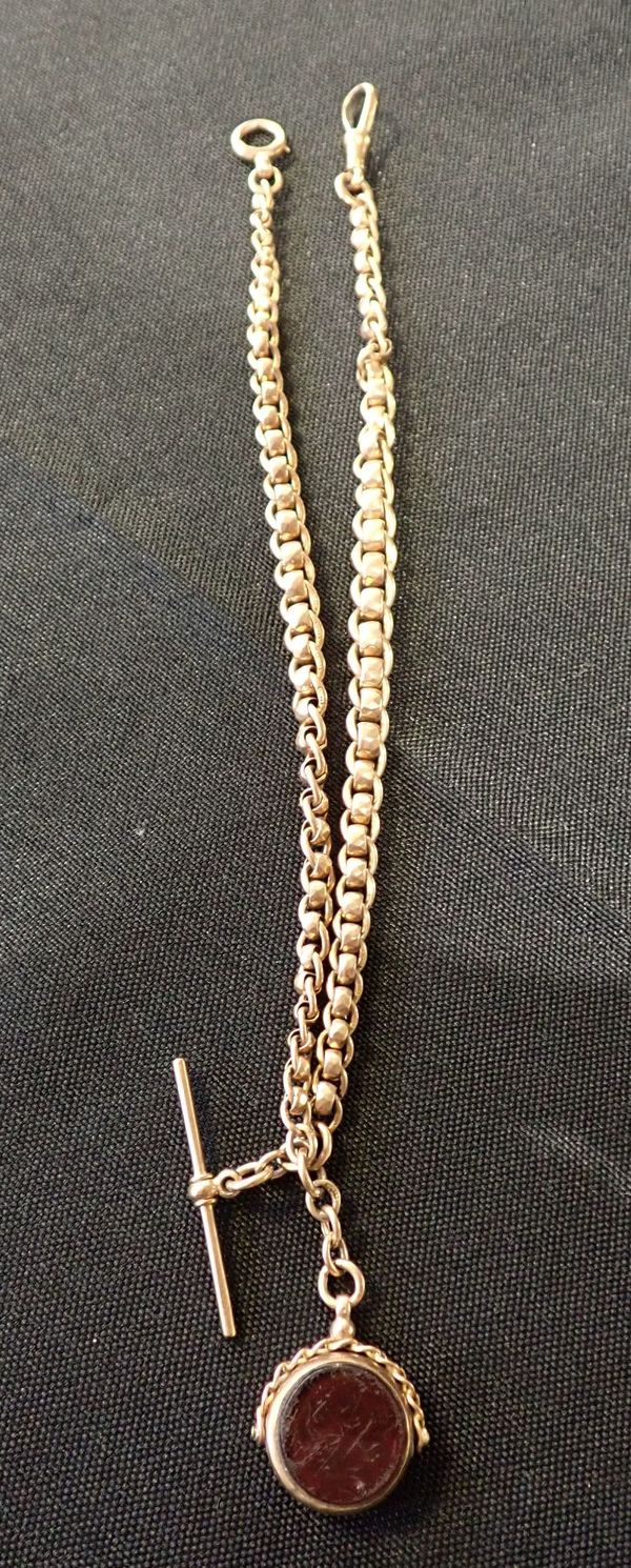 A 9CT GOLD WATCH CHAIN