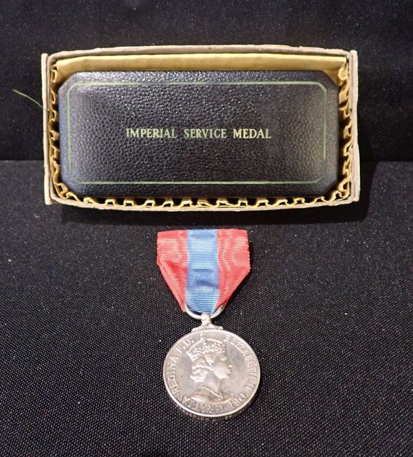 TWO IMPERIAL SERVICE MEDALS TO FREDERICK JAMES ADAMS