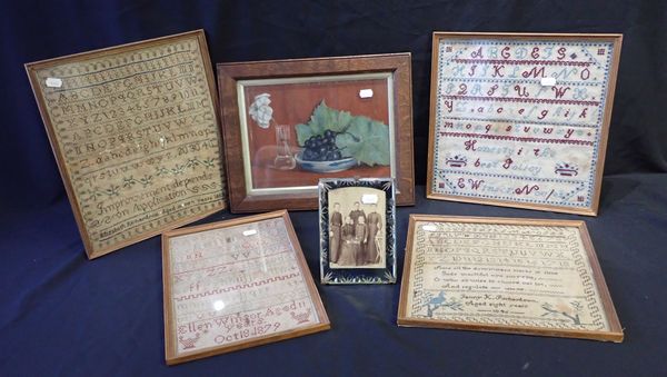 FOUR 19th CENTURY FRAMED SAMPLERS