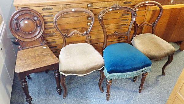 THREE VICTORIAN UPHOLSTERED DINING CHAIRS