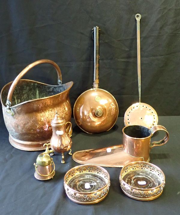 A COPPER COAL SCUTTLE