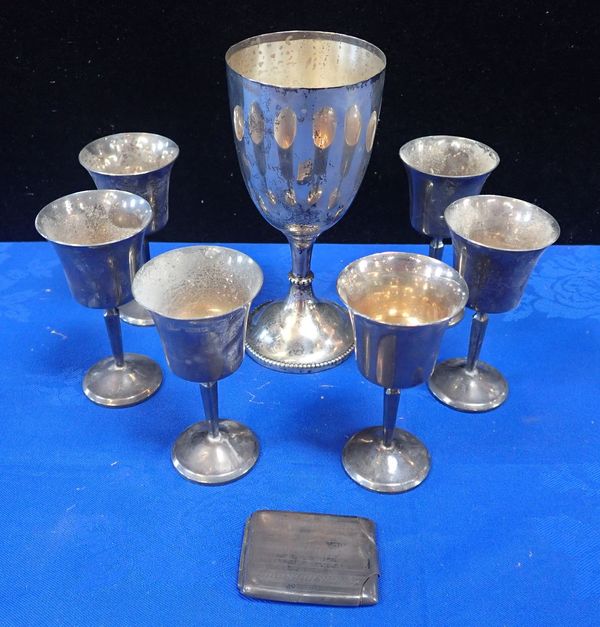 A SET OF SIX MODERN SILVER GOBLETS