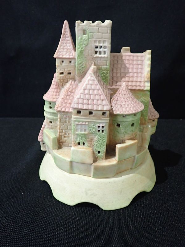 AN OLIVER K WHITING & CO BISQUE  CASTLE NIGHT LIGHT