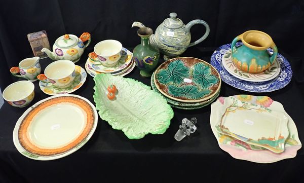 A GRINDLAY RAISED FLOWER TEASET FOR TWO