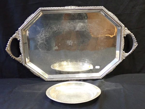 AN OCTAGONAL SILVER-PLATED TRAY