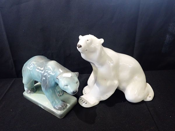 A LOMONOSOV RUSSIAN PORCELAIN FIGURE OF A POLAR BEAR